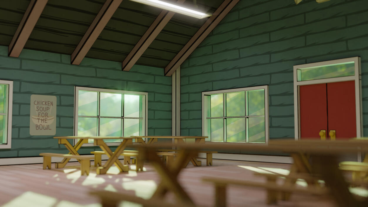 The Mess Hall location from &quot;Summer Camp Island,&quot; rendered by me
