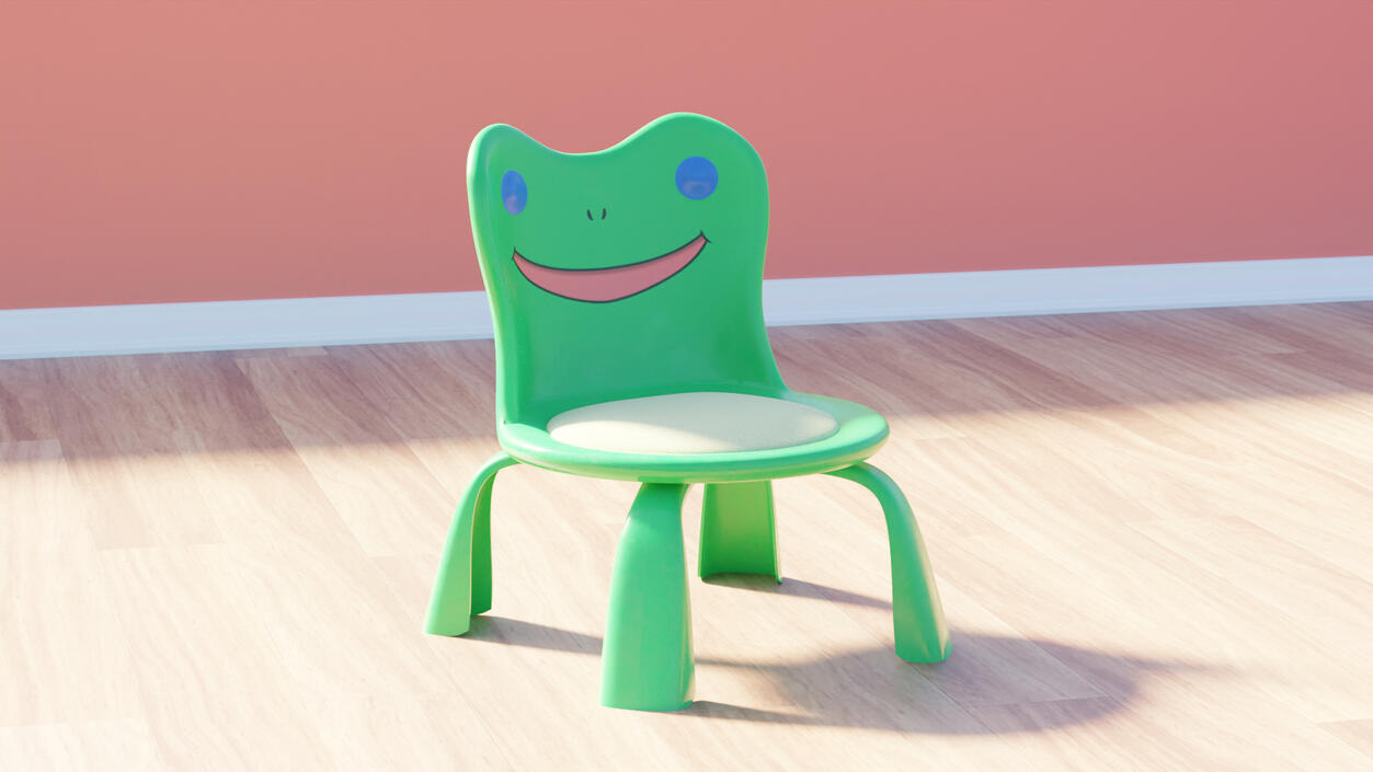Froggy Chair prop modelled after Animal Crossing