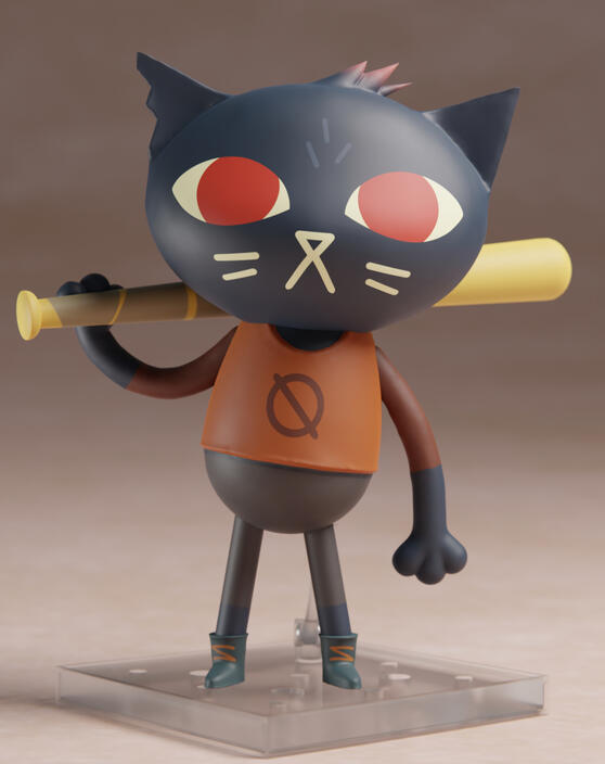 Mae from "Night in the Woods" as a 3D rendered Nendoroid figure