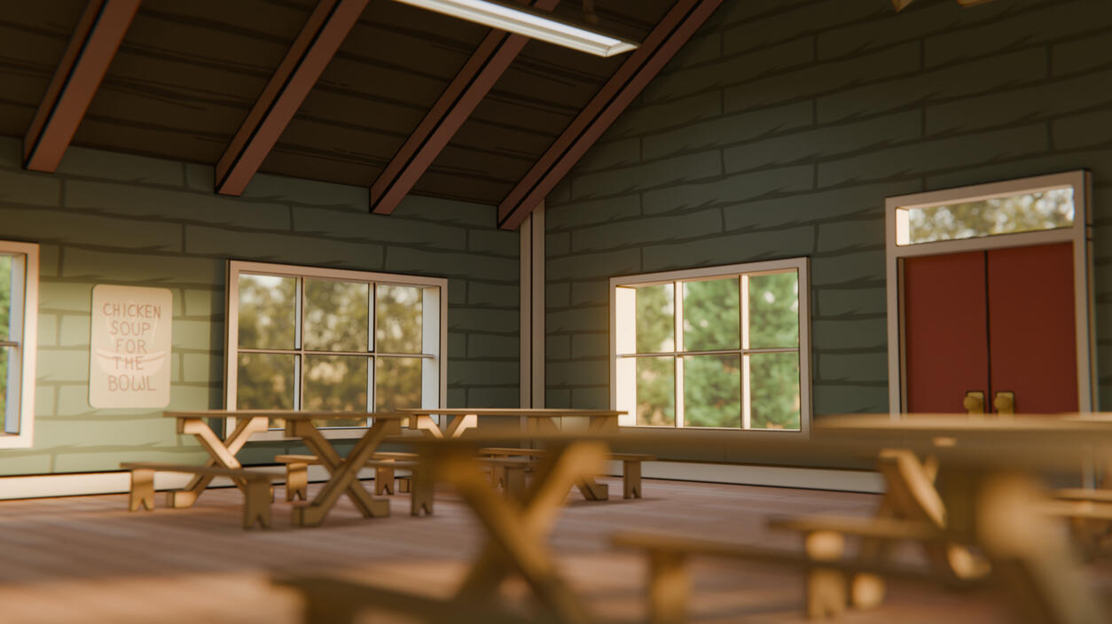 The Mess Hall location from "Summer Camp Island," rendered by me